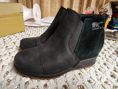 Женские ботильоны SOREL Evie II Chelsea на танкетке без застежек черные размер 6,5 - Изображение 1 из 4