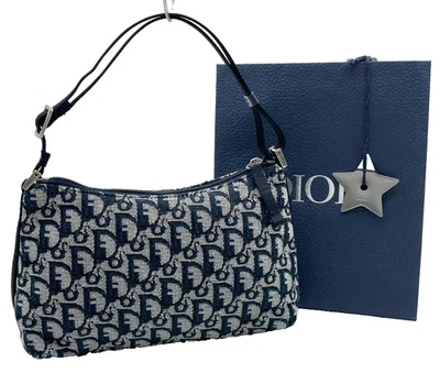 Auténtico bolso de mano Christian Dior Trotter de lona azul marino accesorio NS120034 Foto 1 de 4