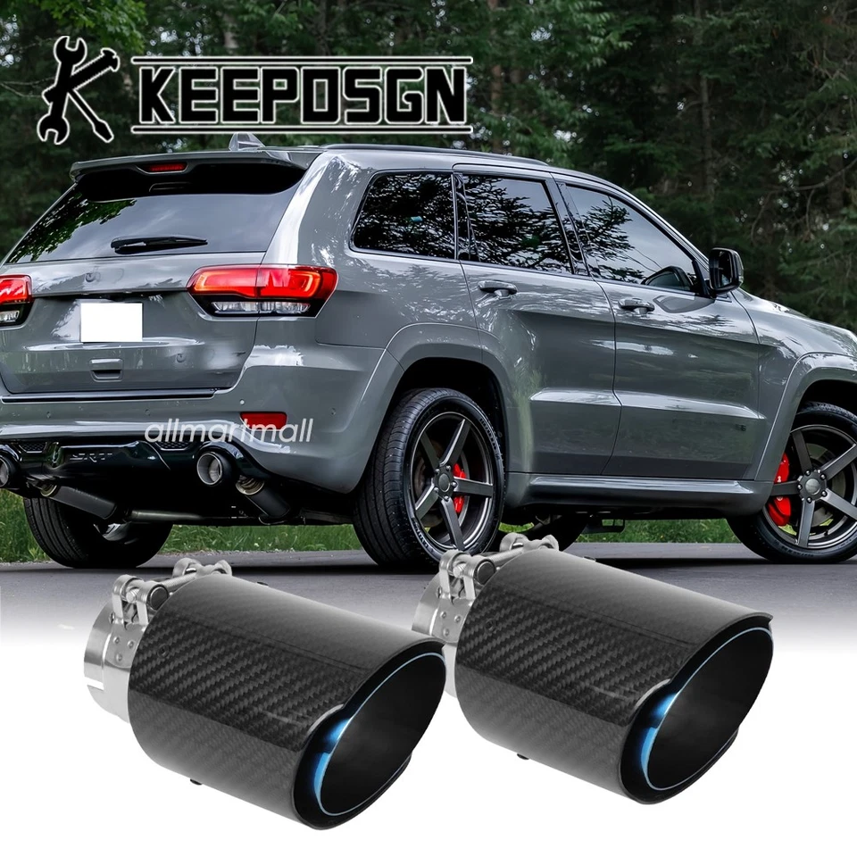 Punta de tubo de escape doble FIBRA DE CARBONO para Jeep Grand Cherokee 2,5"" en 3,5"" Foto 1 de 4