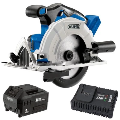 Brushless Cordless Circular Saw 20V Draper D20 w 1x 3Ah Li-ion Battery & Charger - Image 1 of 4