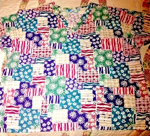 TOP SHIRT SCRUBS PATCHWORK COTTON BLEND CREST 3XL ESTATE WOMEN MEN ? UNISEX - Picture 1 of 4