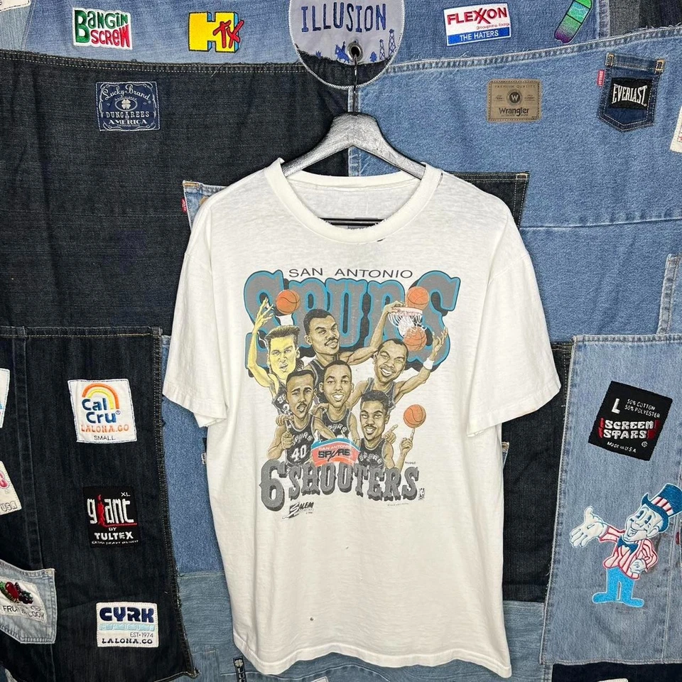 Camiseta vintage de baloncesto de los San Antonio Spurs 1990 caricatura VK05965 Foto 1 de 1