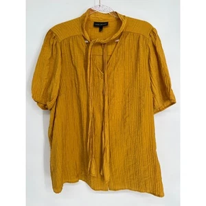 Blusa Lane Bryant Mostaza Cuello Corbata Manga Corta Texturizada Top Talla Grande 22 - Imagen 1 de 9