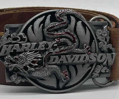 Dragon Harley-Davidson Vintage Buckle F-88 With Harley Leather Belt. - image 1 of 4