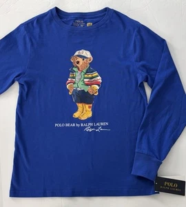 NWT, Boys Ralph Lauren Blue Long Sleeved Polo Bear T-Shirt. M(10-12) Eu 146/152 - Picture 1 of 1
