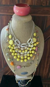 6p Lot 5 Necklaces 2 Liz Clairborne Signed Chunky Charming Charlie & Bangle - Imagen 1 de 20