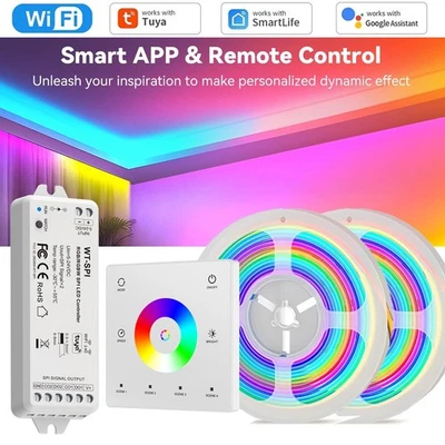 10M 20M WiFi COB RGBIC LED Stripe 24V Running Water Flow Streifen Fernbedienung - Bild 1 von 4