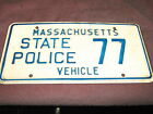 Massachusetts License Plate STATE POLICE 77 VEHICLE nice border very clean.