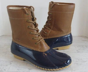 JBU by Jambu Maplewood Waterproof Duck Boots Womens 8.5M Faux Fur Tan Navy - Picture 1 of 11