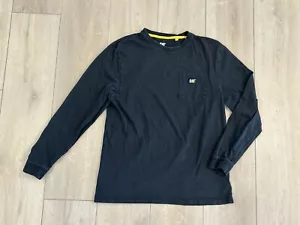 Caterpillar Black Logo Shirt Long Sleeve Mens M CAT Cotton - Picture 1 of 7