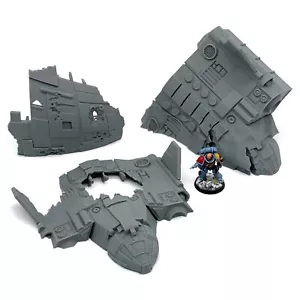 Paquete de naves espaciales naufragadas destrozadas depósito de chatarra 28 mm mesa terreno de juego de guerra - Imagen 1 de 7