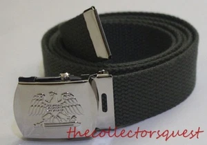 NUEVO CINTURÓN DE TELA MILITAR AJUSTABLE ÁGUILA 82" PULGADAS VERDE OLIVA HEBILLA DE CROMO - Imagen 1 de 3