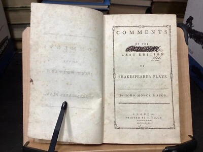 1785 Comments on the Last Edition of Shakespeare's Plays by John Monck Mason - Image 1 of 4