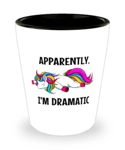 Vidrio Disparo Divertido Regalo UNICORNIO, Aparentemente Soy Dramático, ¡Regalo de Cumpleaños de Vidrio! - Imagen 1 de 1