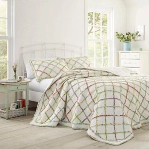 Laura Ashley Quilt King Size Cotton Reversible Soft Multicolored Floral 1-Piece - Picture 1 of 4