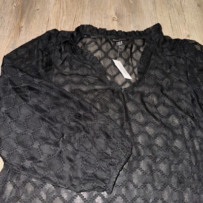 Banana Republic Black Blouse Women's Size XS Top Sheer Long Sleeve Witchy Goth - Image 1 of 4
