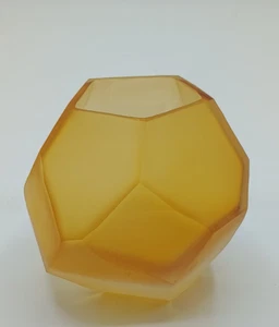 Vintage Guaxs? Kubistischer Kerzen-Teelichthalter Gold mattiert mundgeblasen Glas - Bild 1 von 9
