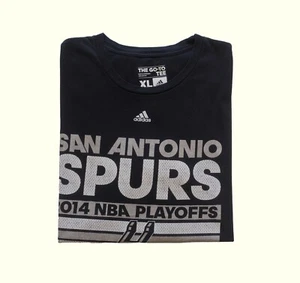 ADIDAS NBA SAN ANTONIO SPURS BASKETBALL PLAYOFFS VTG BLACK T SHIRT SZ XL 2014 - Picture 1 of 7