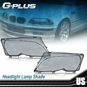 Fit For 02-05 BMW E46 3-Series 4-Door Headlight Replacement Lens Smoke Pair - Picture 1 of 12