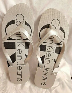 100% Calvin Klein Jeans Tesse cuña/plataforma chanclas en gris Reino Unido 8,5 EE. UU. 10,5 - Imagen 1 de 5