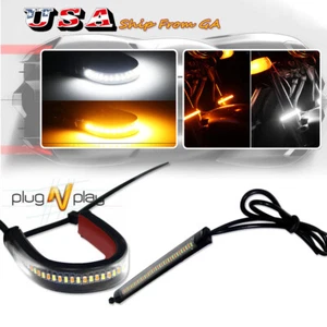 2 PIEZAS Horquilla de conmutación LED blanca + ámbar Señal de giro DRL Tiras de luz para motocicleta - Imagen 1 de 10