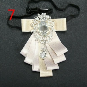 Cravatta uomo fiocco lucido cristallo raso cravatta abito collo decorazione formale festa matrimonio - Foto 1 di 20
