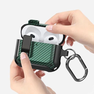 Shockproof Case Lock Clip with Carabiner For Apple AirPods 4 3 2/ AirPods Pro - Picture 1 of 14