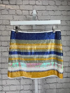 NWT Umgee Mini Short Skirt Women's Size S Multicolor Sequin Cotton Back Zipper - Picture 1 of 7