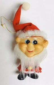 Christmas Elf Vintage Ninhira Japan Santa Plastic Face Top Hat Beard 5” Rare HTF - Picture 1 of 12