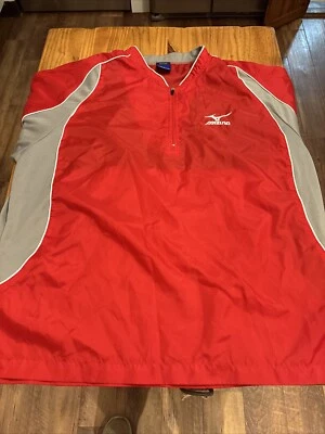 Mizuno Teamwear 1/4 Zip Pullover Red and Grey Windbreaker - Men's Medium - Image 1 of 4