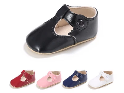 Newborn Baby Boy Girl Soft Sole T-Bar Pram Shoes Toddler Mary Jane Shoes 0-18 M