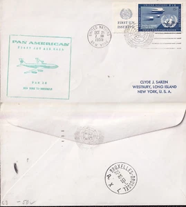 ODZ&ENDZUN UN-NEW YORK – 15¢ - SCOTT#: C3 – PANAM BRUXELLES 734 - Picture 1 of 4