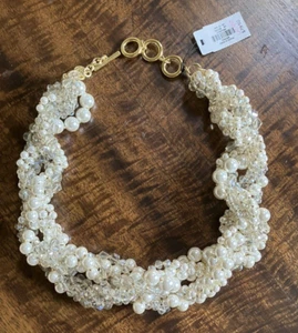 NWT Talbots Multistrand Faux Pearl and Crystal Statement Necklace - $79.50 - Picture 1 of 6