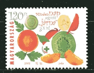 HUNGARY 2003, "NUTRITION", EATING WELL, VEGETABLES, FRUITS, Scott 3860, MNH - Picture 1 of 1