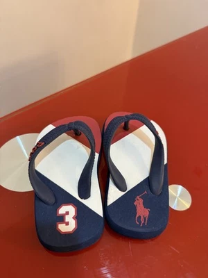 Sandalias Chanclas Polo Lauren Bebé Azul Marino Talla 4.5 Reino Unido Bebés Nuevas Foto 1 de 4