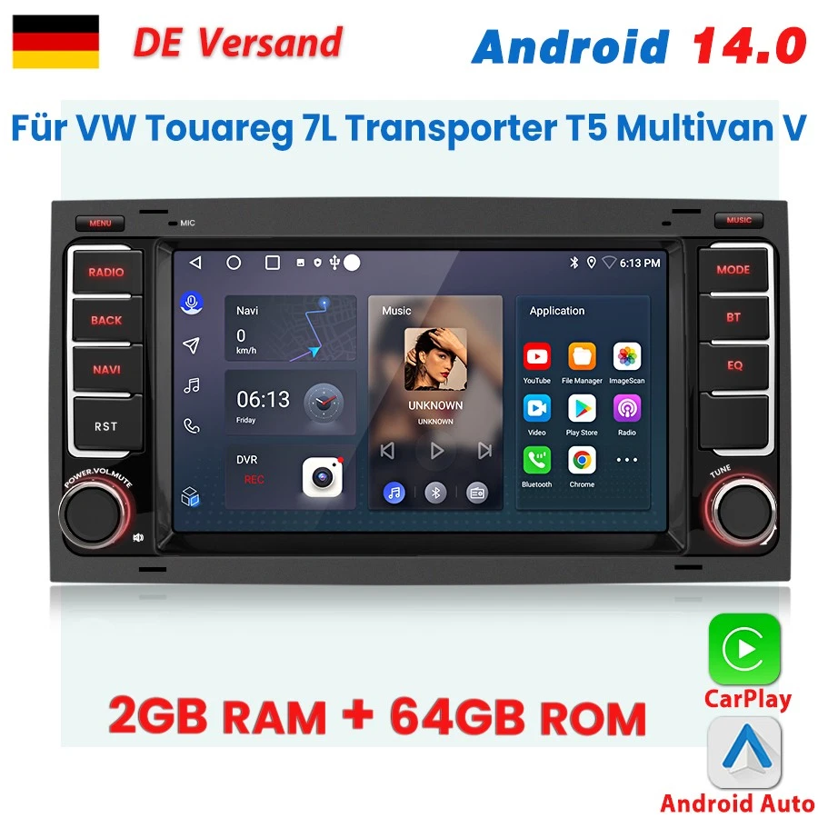 Für VW Touareg 7L T5 Multivan Transporter Carplay Autoradio GPS Navi BT DAB+ 64G - Bild 1 von 4