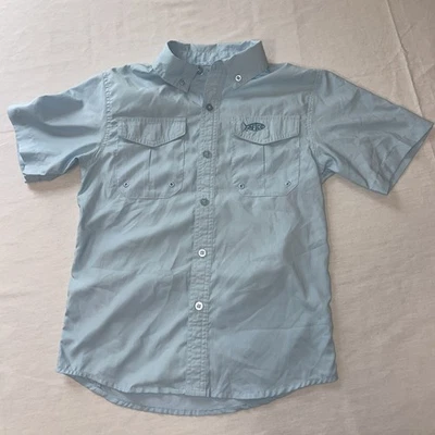 Camisa AFTCO Juvenil Medio Azul Rendimiento Ropa de Pesca Camisa Abotonada Ventilada Foto 1 de 4