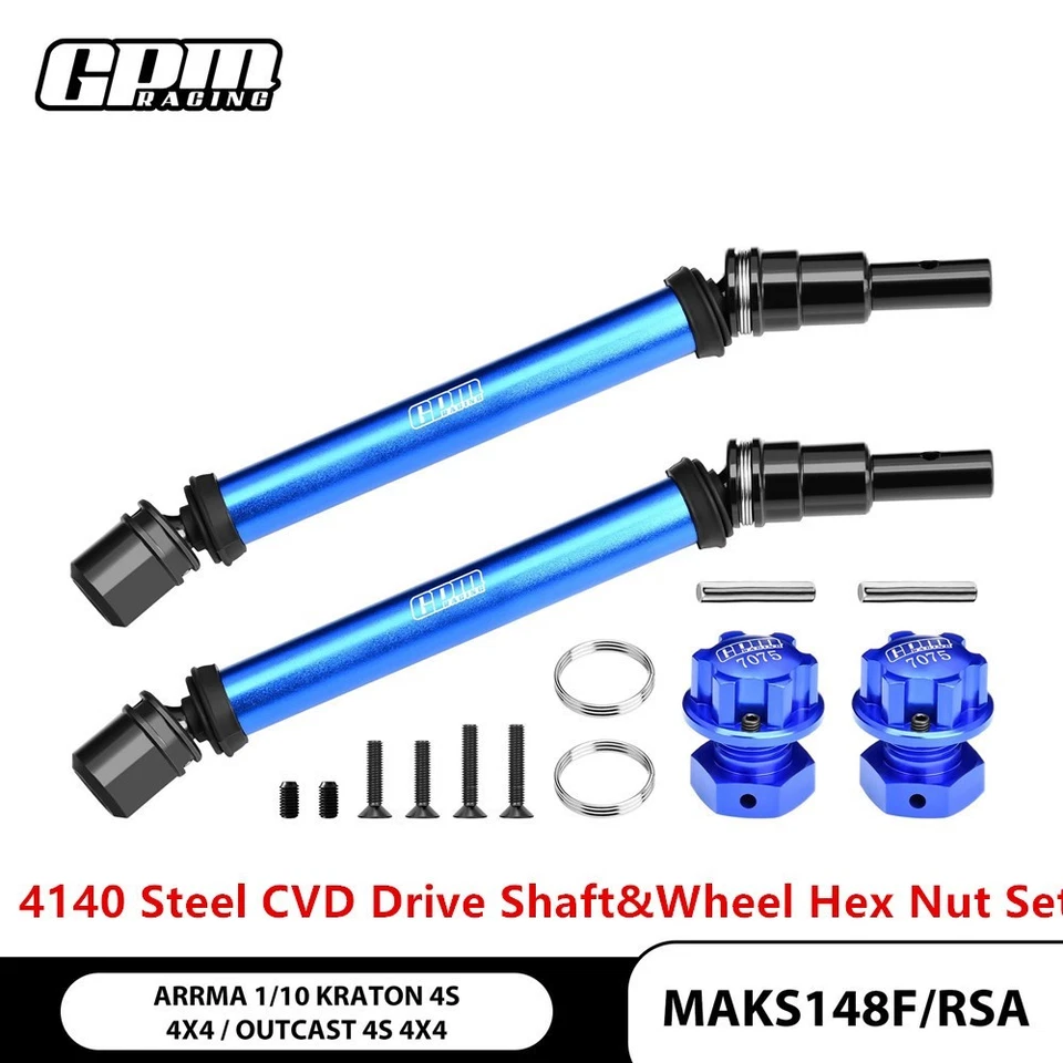 GPM Steel CVD Drive Shaft&Wheel Hex Nut Set For ARRMA 1/10 Kraton 4S Outcast 4S - Image 1 of 1