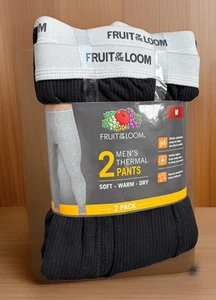 Fruit Of The Loom Black Thermal Pants Mens Medium 2 Pack New Hiking Long Johns - Picture 1 of 4