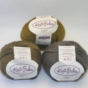 Lot Of 3 Knit Picks Palette Yarn Wallaby, Serpentine, Caper Colors - Picture 1 of 4