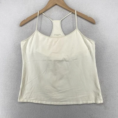 EILEEN FISHER Camiseta sin mangas L Algodón Orgánico Jersey Espalda Corredora Halter Sujetador Estante Marfil Foto 1 de 4