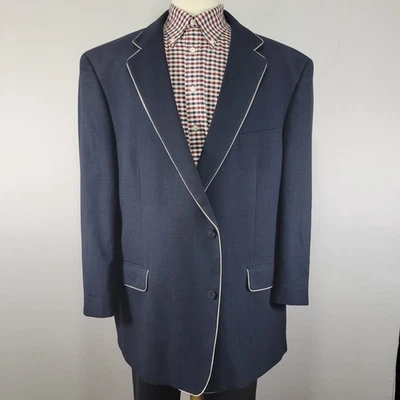 Tallia Men's Sport Coat Blazer Two Button Navy Blue Polyester Blend Size 54R - Image 1 of 4
