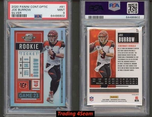 2020 Contenders Optic Football Joe Burrow Rookie Ticket Silber Prizm PSA9 - Bild 1 von 3