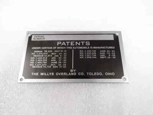 TARGA DATI PER WILLYS OVERLAND KNIGHT 1926-1934 |Adatta per - Foto 1 di 6