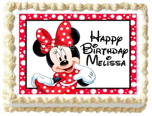 MINNIE MOUSE Red Edible Cake topper Party image  - Picture 1 of 10