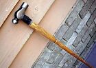 Halloween Antique Brass Hammer Handle 3 Fold  Vintage Wooden Walking Stick Cane