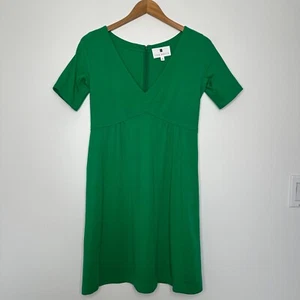 Lisa Perry Wool Dress Womens size 4 Kelly Green V-Neck Short Sleeve Pockets - Picture 1 of 9