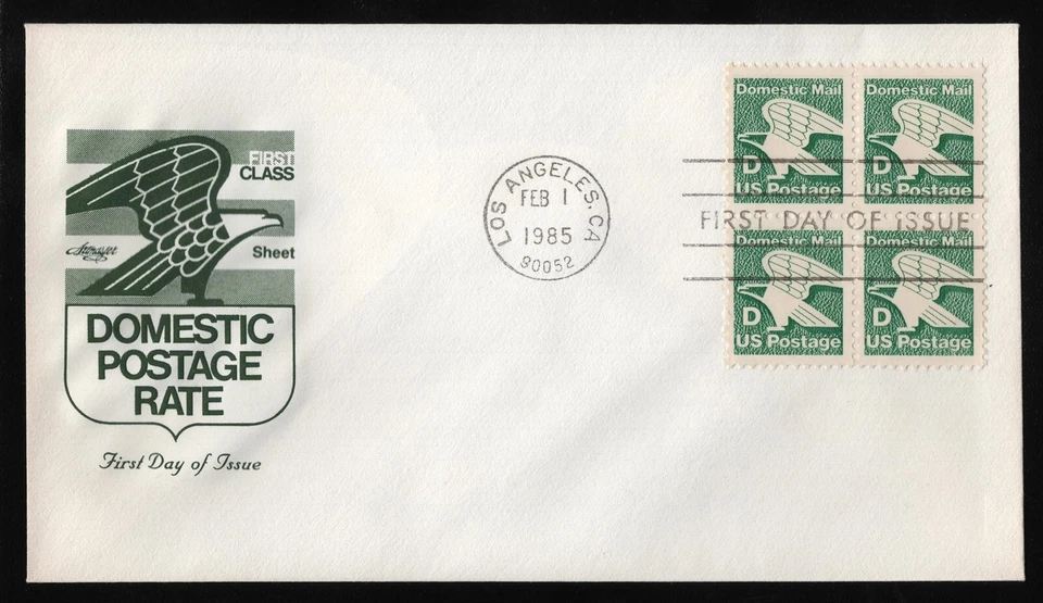 #2111 'D' Eagle-Block of 4, Artmaster FDC **ANY 5=FREE SHIPPING** - Image 1 of 1