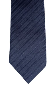 Vintage 1970s M&S tie blue St Michael washable polyester textured striped - Picture 1 of 3