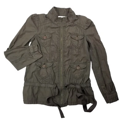 Chaqueta DKNY Otoño Militar Ligera Cremallera Completa para Mujer XS Verde Cinturón con Bolsillos Foto 1 de 4